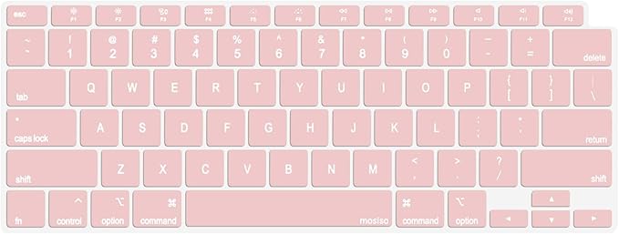 MOSISO Keyboard Cover Compatible with MacBook Air 13 inch 2022 2021 2020 Release A2337 M1 A2179 Retina Display with Touch ID Backlit Magic Keyboard, Waterproof Protective Silicone Skin, Rose Quartz