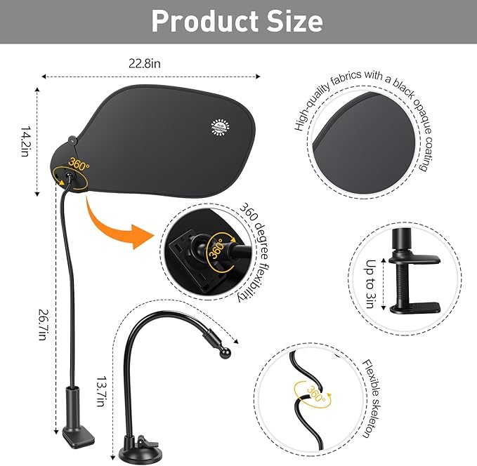 Cubicle Shade – Desk Shade for Cubicle to Block Overhead Light & Glare – Office Cubicle Light Shield and Blocker, Ideal for Light Sensitive Workers (Standard)
