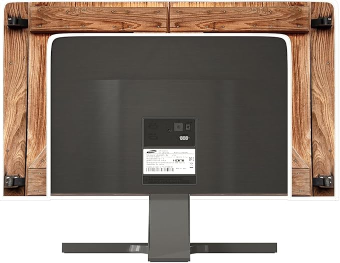 Vintage Wooden Gate Computer Monitor Dust Cover 26, 27, 28 Inch Barn Farmhouse Anti-Static LCD-Silky HD Panel Dust Protective Sleeve Compatible with iMac 26-28 Inch PC,Desktop and TV