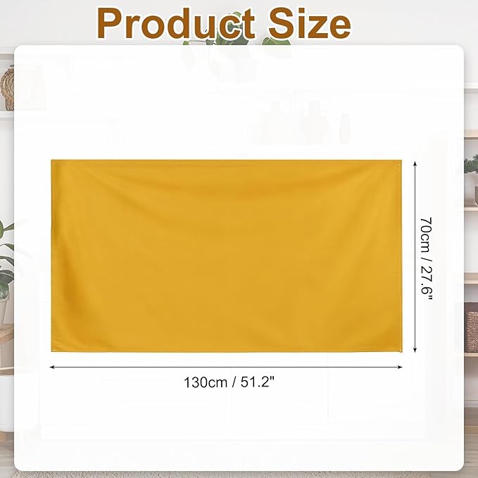 uxcell Cabinet Curtains, Dust Proof Privacy Drape Short Curtain, Hook & Loop Under The Desk Skirt for Kitchen Bathroom Closet Storage Room (51.1" W x 27.6" H, Brown Yellow)