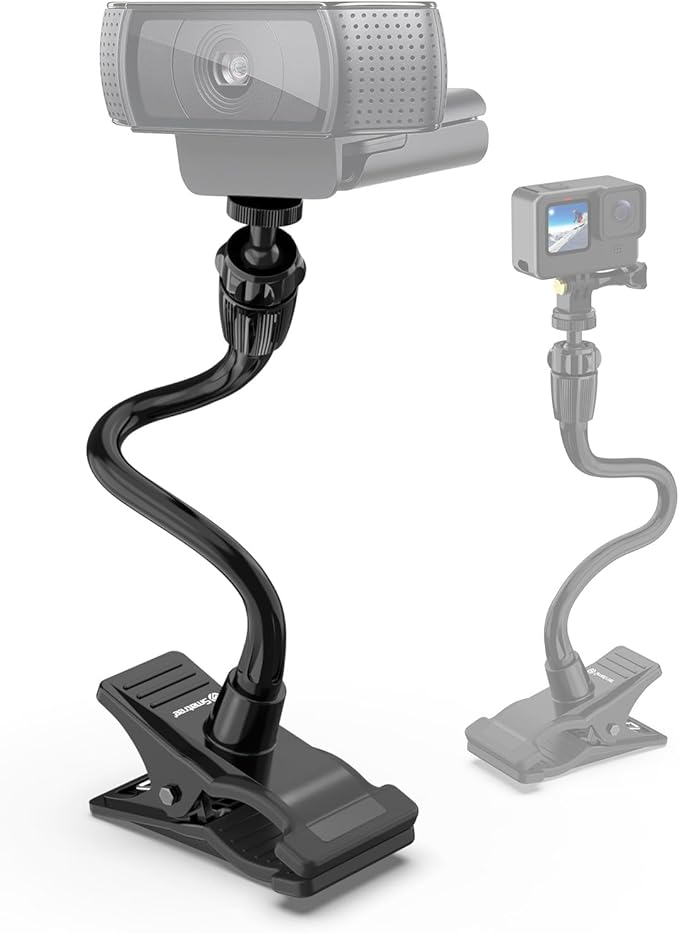 Smatree Flexible Jaws Flex Clamp Mount Gooseneck Extension Compatible for OSMO 360,Webcam C925e/C922x/C922/C930e/C930/C920x,N60/Hello Cam,Gopro Hero13/12/11/10/9/8/7/6/5/4/2018/Arlo Ultra/Pro 2/Pro 3