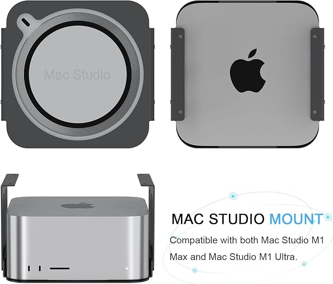 IFCASE Aluminum Under Desk Mount for Mac Studio M4 M3 M2 M1 Max, Ultra with Anti-Scratch Pad (Black)