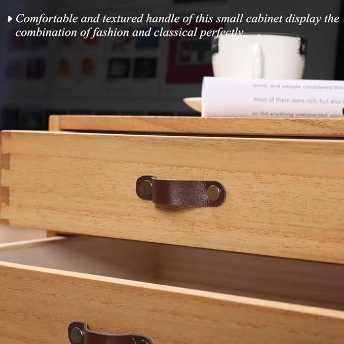 DDYURI Wooden Desk Organizer with 2 Drawers - Desktop Storage Drawers for Office Supplies File Paper Storage - Wood Chest/Small Cabinets for Jewelry Dresser Kitchen Counter (FAX2C-LT）
