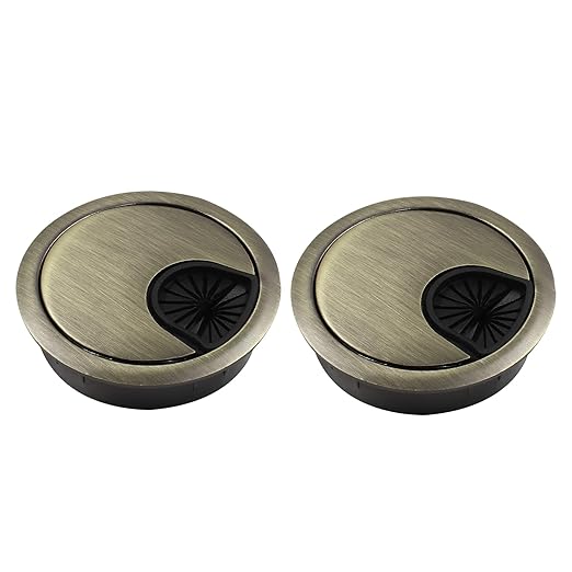 Bonsicoky 2 Pcs 2"(50mm) Metal Desk Grommet, Zinc Alloy Desk Cord Hole Cover for Wires Cable Office Desk, Bronze