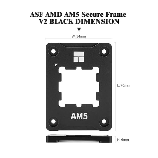 Thermalright AM5 Secure Frame Black V2 CPU Holder, Corrective Anti-Bending Fixing Frame, Full-Fit Fixed Non-Marking Mounter, AM5 Secure Frame, CPU Cooler Standard