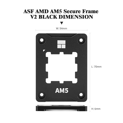 Thermalright AM5 Secure Frame Black V2 CPU Holder, AM5 Corrective Anti-Bending Fixing Avoiding capacitors, AM5 Secure Frame, AM5 Anti-Bending Contact Frame(ASF Black V2)