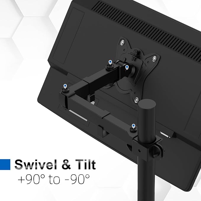 GRIFEMA Single Monitor Arm Desk Mount for 13" to 32" Screens, 2 Mouting Options with Tilt Swivel Rotation, Max. Load 10kg, VESA 75x75 100x100 GB2001-1,Black/White