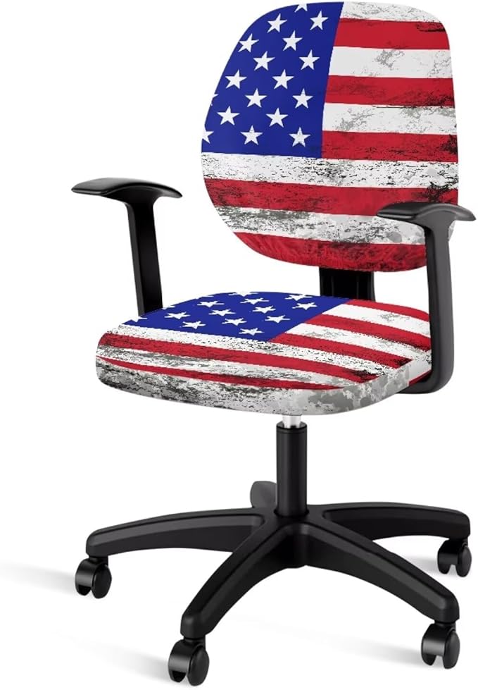 American Flag Office Chair Covers Stretchable Office Chair Seat Cover 2 Piece Washable Gaming Chair Cover Universal Fit Most Wheelchairs,Computer Chairs,Gaming Chairs