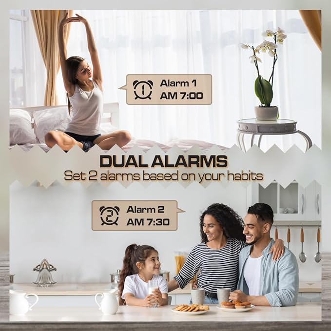 Small Digital Alarm Clock, Mirror Surface LED Electronic Clocks with Large Display, Adjustable Brightness and Snooze Model for Bedroom, Desk, Office, White Digit