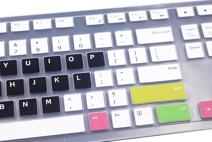 Keyboard Skin Compatible for Dell KM636 KB216 Keyboard, Dell Optiplex 5250 3050 3240 5460 7450 7050, Dell Inspiron AIO 3475 3670 3477, Dell Inspiron 27 7000 7700 7790 All-in-One Keyboard -Black &White