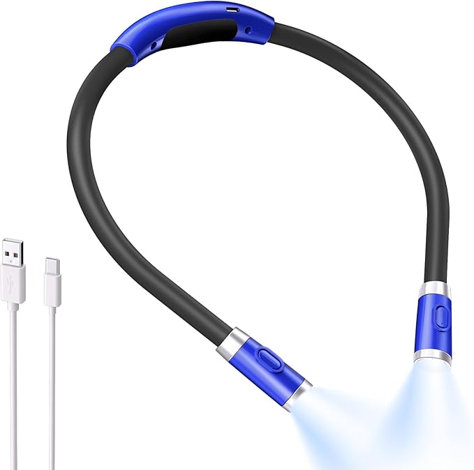 LUXJET Neck Reading Light & Book Light for Reading in Bed - Hands Free, 6 Brightness Levels, 360° Flexible Arms, 80-Hour Rechargeable - Reading, Knitting, Camping, Repairing - Gifts for Book Lovers