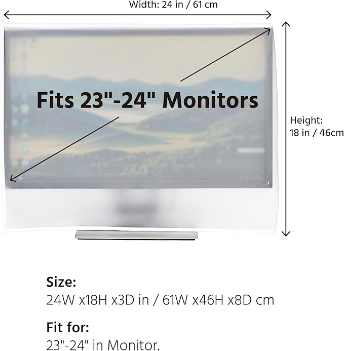 Monitor Dust Cover, LCD/LED HD Antistatic Vinyl Flat-Screen Computer Monitor Water Proof Protective Case Compatible with 24" iMac Desktop and Accessories(24W x18H x3D)
