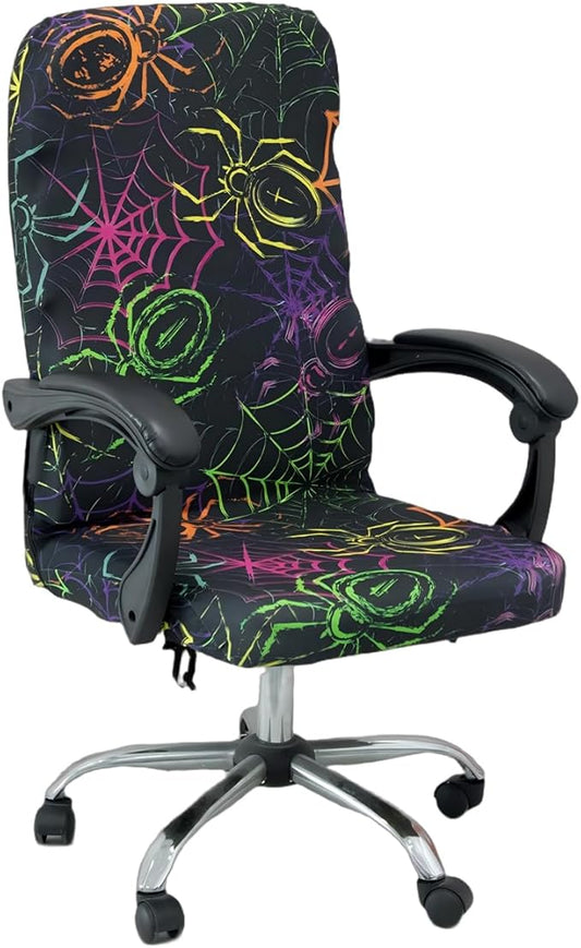 Halloween Office Chair CoversHorror Bloody Handprints Footprints on White Horror Theme Print Stretchable Slipcover for Modern Simplism Style High Back Boss Chair(No Chair) (Halloween06, M)…