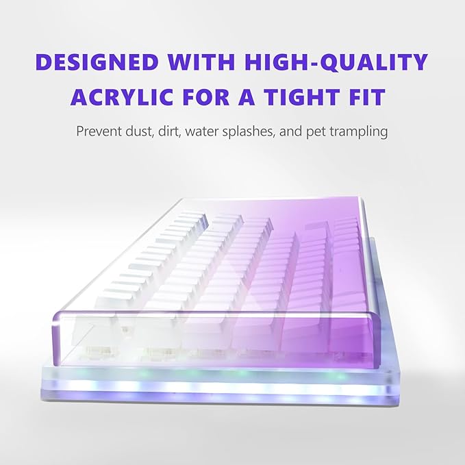 Geekria Acrylic Keyboard Dust Cover, for TKL 80% Compact 87 Key Mechanical Gaming Keyboard, Compatible with Logitech G915 TKL/G PRO (Gradient Purple)