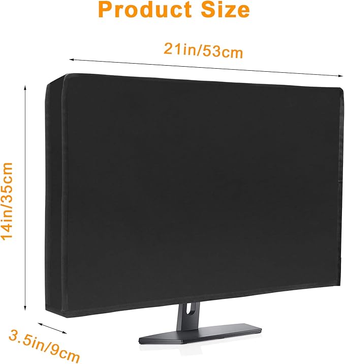 Waterproof Computer Monitor Dust Cover, Luxiv Black Full Body Cover for Computer Screen Anti-Static LCD-Silky HD Panel Dust Protective Sleeve (21W X 14H X 3.5D)