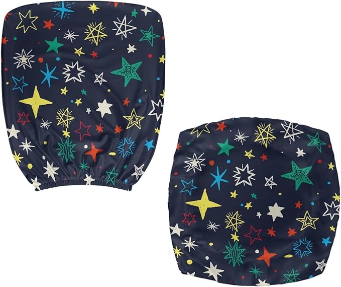 GLENLCWE Colorful Star Office Chair Covers Removable Elastic Computer Chair Seat Covers Universal,Set of 2