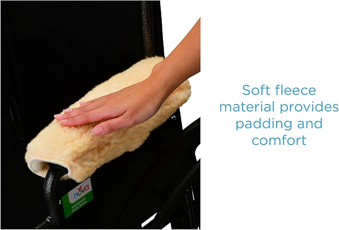 Nova Sheepskin Fleece Armrest Covers for Wheelchairs, Transport Chairs & Arm Chairs, Universal Fit, Washable, One Pair