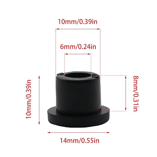 6 Pcs 10mm / 3/8 Inch Black Cable Cord Grommets, Rubber Desk Grommets for Table Computer Desk Wire Organizer TV Console and Other Furnitures Cover