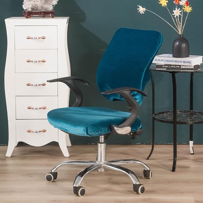 VIOKKO Stretch Spandex Velvet Computer Office Chair Covers, Removable Washable Universal Chair Slipcovers for Hotel Home Bar Wedding Party Decor (Chair Seat Cover + Backrest Cover)