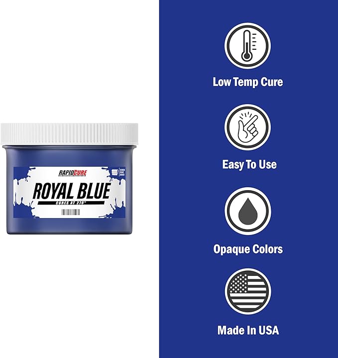 Rapid Cure® Screen Printing Ink Blue (Pint - 16oz.) - Plastisol Ink for Screen Printing, Fast Curing Fabric Paint - Screen Print Direct®, USA Made