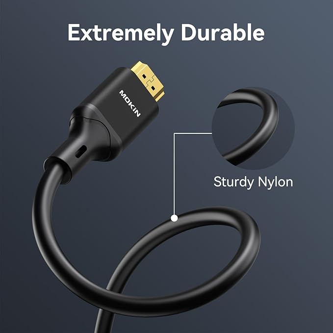 MOKiN HDMI Cable, 3.94ft, 4K@60Hz, High-Speed 4K HDMI 2.0 Cord (18Gbps), 2160p, 48 bit, Compatible with TV/PS7/Xbox/Roku
