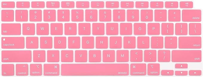 MOSISO Keyboard Cover Compatible with MacBook Air 13 inch 2022 2021 2020 Release A2337 M1 A2179 Retina Display with Touch ID Backlit Magic Keyboard, Waterproof Protective Silicone Skin, Pink