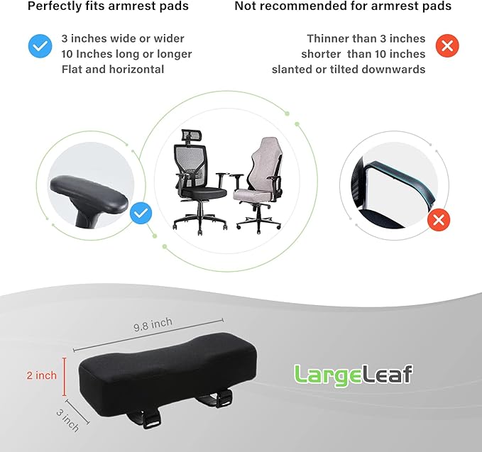 LargeLeaf Extra Thick 2 inches Ergonomic Office & Gaming Chair with Memory Foam Armrest Pads - 2-Piece Set