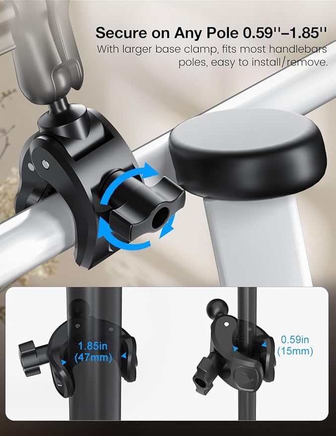 PLDHPRO Tablet Holder for Mic Stand,iPad Clamp Mount with Long Arm,360°Rotating Adjustable Tablet Mount for Microphone Stand,Fits 5.1"-15.6" iPad Pro 12.9, Galaxy,iPhone