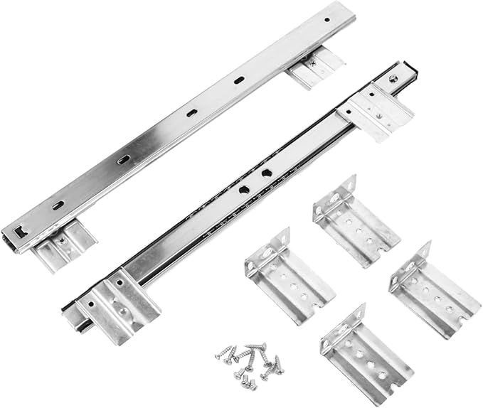 FAVOMOTO Drawer Slides, Underdesk Keyboard Tray Slides Drawer Glides Full Extension Drawer Slides Dresser Glides Keyboard Tray Under Desk Slide for Cabinet Furniture Hardware Accessories