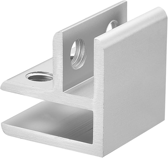 Uxcell 90 Degree Glass Clamp, 4pcs for 6-10mm Glass, Aluminum Alloy, Silver, Wall & Corner Mount