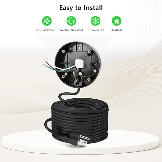 Power Cable and Plug-in Mount for Floodlight Cams Compatible with Floodlight Cam Wired Pro/Plus, Blink Wired Floodlight Camera, Electrical Box with 20ft Weatherproof Cable (2in1 Mount and Cord Set)