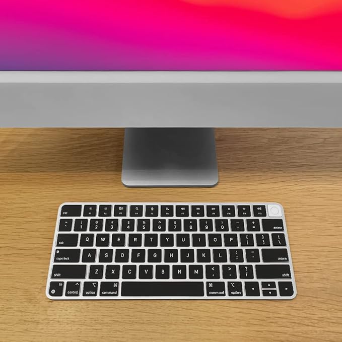 ProElife Keyboard Cover Skin for 2024-2021 Apple Magic Keyboard 3 with Touch ID A3118 A2449 Ultra Thin Silicone Keyboard Protector for iMac 24'' / Mac mini M4 M2 M1 Chip Keyboard Accessories (Black)