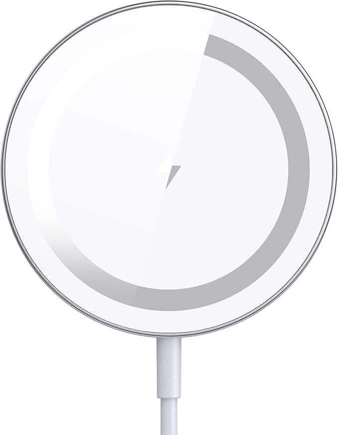 for Mag-Safe Charger, Magnetic Wireless Charger Made for iPhone 17/17 Pro/17 Pro Max/Air/16/15/14/13/12 Series, Mag Safe Charging Pad for AirPods Pro 3 2 (Silver)