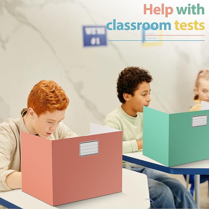 Sabary 24 Pack Privacy Folders for Students Desk Dividers Testing Dividers Standard School Privacy Coated Cardboard for Classroom Teacher Supplies Keep Eyes from Roving(Vibrant,Multicolor)