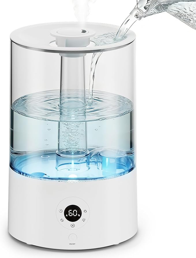 Electactic 3.8L Cool Mist Humidifier, Quiet Ultrasonic Humidifier for Bedroom, Baby Room, Home Office & Plants, 360 Nozzle, 3 Mist Levels, 7-Color Night Light