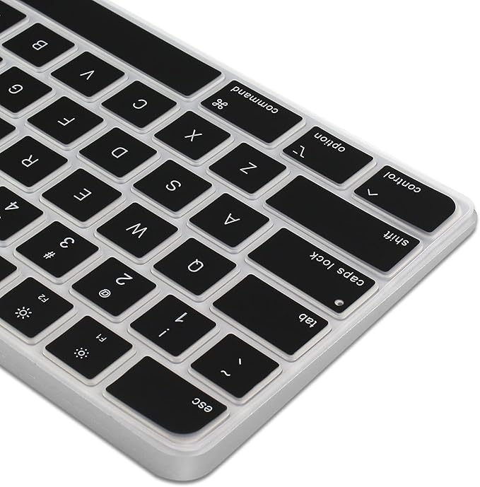 ProElife Ultra Thin Silicone Keyboard Cover Skin for 2023-2021 Magic Keyboard with Touch ID and Numeric Keypad Model-A2520 U.S Enter Protector (3 Keys ON The Left of The Space BAR) (Black)