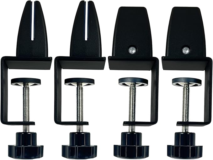 4-Pack Adjustable Aluminum Desk Clamps - Fits 1/8" to 51" Panels, Black Plexiglass/Privacy Screen Clips for Office Dividers & Sneeze Guards