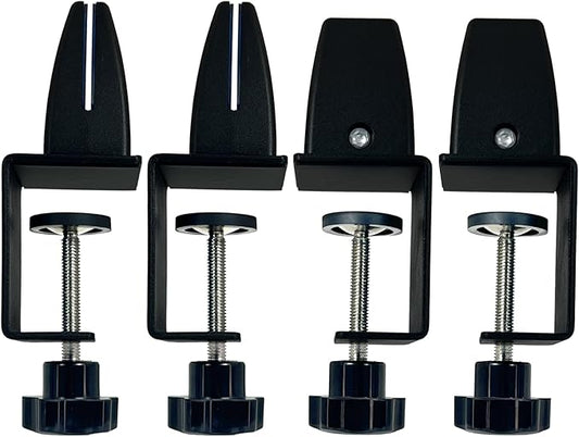 4-Pack Adjustable Aluminum Desk Clamps - Fits 1/8" to 51" Panels, Black Plexiglass/Privacy Screen Clips for Office Dividers & Sneeze Guards