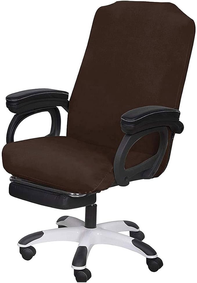 SARAFLORA Office Chair Cover- Large, Brown- Removable Computer Chair Cover for Office Chair with Zipper for Universal Rotating Chair Desk Chair Cover High Back Chair Seat Washable Protector for Pets