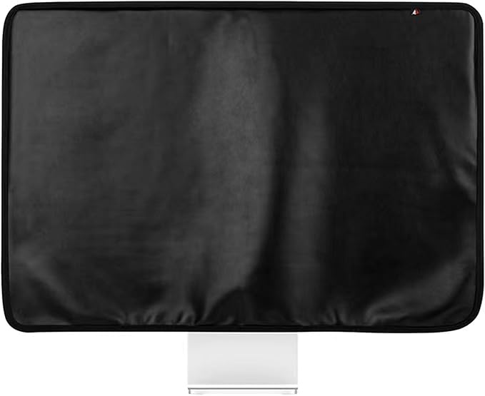 Monitor Dust Cover for iMac 24 inch PU Leather Anti-Static Dustproof Protective Cover for LCD/LED/HD Panel Case Computer Sleeve Monitor Dust Cover with Rear Pocket (Black, 24inch)