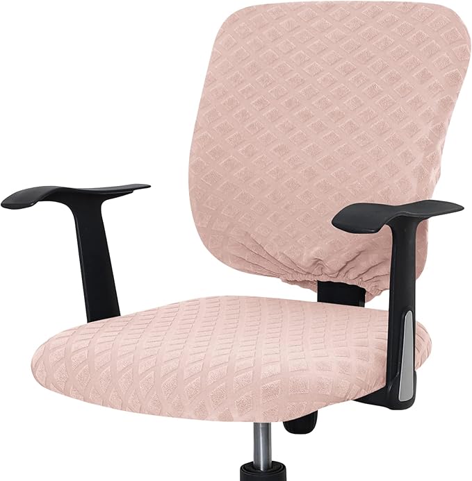 Office Chair Cover Universal Rotating Chair Slipcovers Stretch Removable Protector Computer Chair Seat Cover (Pink, Chair Seat Cover + Backrest Cover)