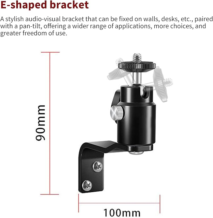 E Shape Adjustable Metal Camera Wall Mount,Speaker Wall Mount, with 1/4" Screw, 5/8" Stud, Indoor/Outdoor Mounting for Arlo, Eufy Camera & Monitor & CCTV & Speaker & VR Base Station