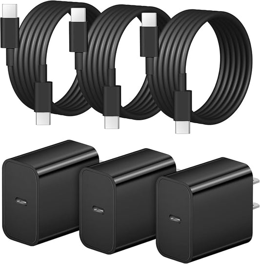 iPhone 17 16 15 Charger Fast Charging 3+3Pack 20W USB C Wall Charger with 6FT Fast Charging Cable Compatible with iPhone 17/17 Air/17 Pro/17 Pro Max/iPhone 16/15 Series, iPad Pro/AirPods -Black