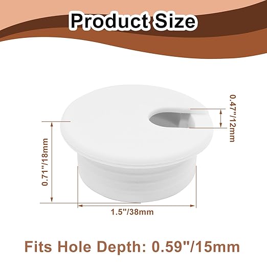 1-1/2 Inch (38mm) White Desk Grommet, Plastic Cable Hole Cover Computer Table Cord Wire Organizer, Desktop Cord Management for Home Office/TV Stands Tabletops (6 Pack)