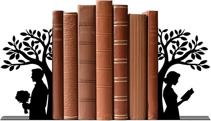 Tree of Life Bookends Decorative Metal Bookends Couple Book Ends for Shelves Reading Decor Bookshelf Decor Book Organizer for Desk Bookshelf Home Office Couples and Book Lovers Gift