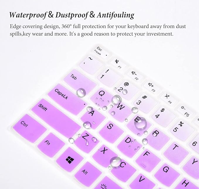 Keyboard Cover Skins for Lenovo Idepad S540 14" 14 inch, Lenovo Flex 5 5g 2-in-1 Laptop, Lenovo Ideapad Flex 5 14" Laptop Keyboard Protector - Gradual Purple