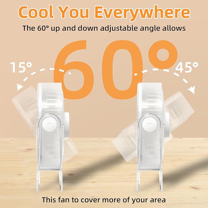 USB Desk Fan, 6Inch Portable Table Fan, 3 Speeds Quiet Powerful Cooling,Personal Mini Small Fan with Adjustable Tilt for Desk Bedroom Home Office Car Table Travel, No Battery, White
