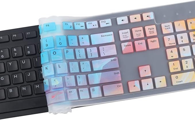 Colorful Keyboard Cover for Dell KM636 KB216 KB216t KB216d KB216p Wired & Wireless Keyboard, Dell Optiplex 5250 3050 3240 5460 7450 7050, Inspiron Desktop 24" 27" 5400 5490 7700 7790 3475 3670 3477