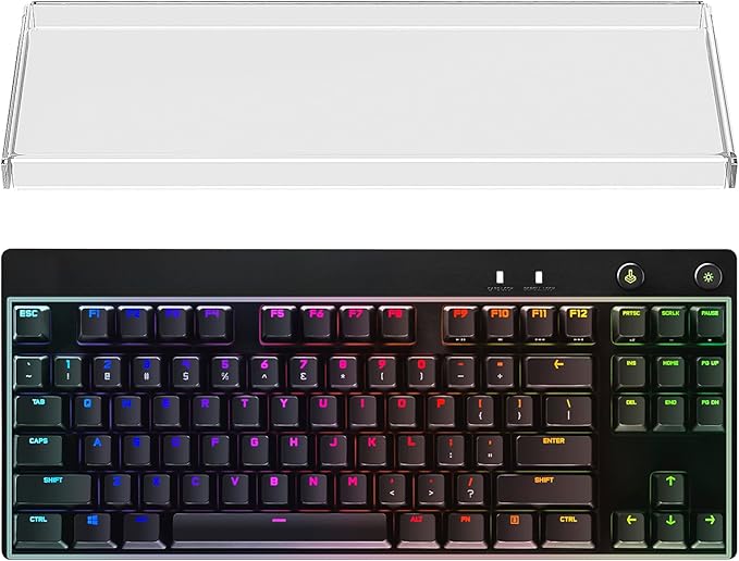 Geekria Tenkeyless TKL Keyboard Dust Cover, Clear Acrylic Keypads Cover for 80% Compact 87 Key Computer Mechanical Gaming Keyboard, Compatible with Logitech G PRO / G515 Lightspeed TKL