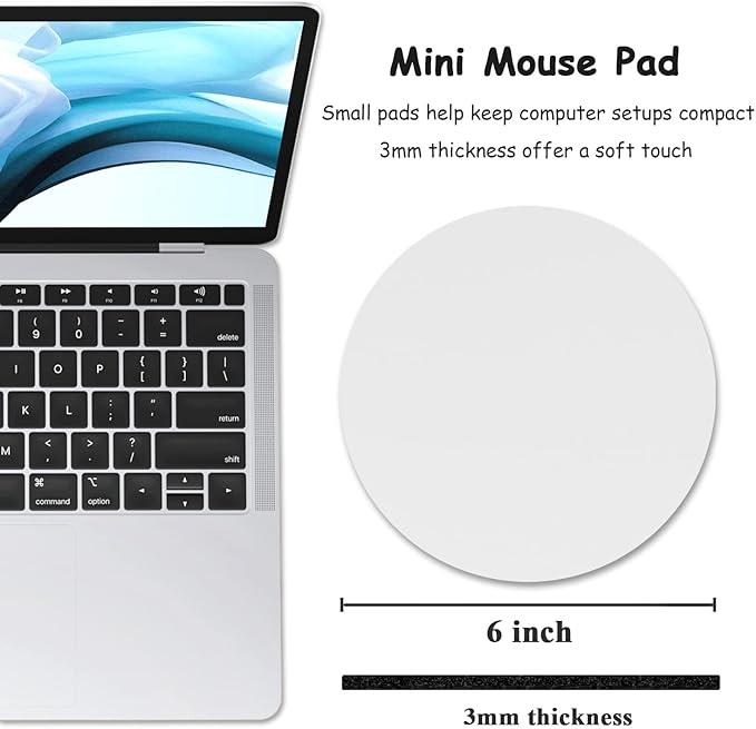 Dapesuom Small Mouse Pad, 6 x 6 Inch Thick Rubber Premium-Textured Non-Slip Portable & Washable Round Mini Mouse Mat for Women Wireless Laptops Keyboard Tray Gaming Work Computer Travel, Space Gray